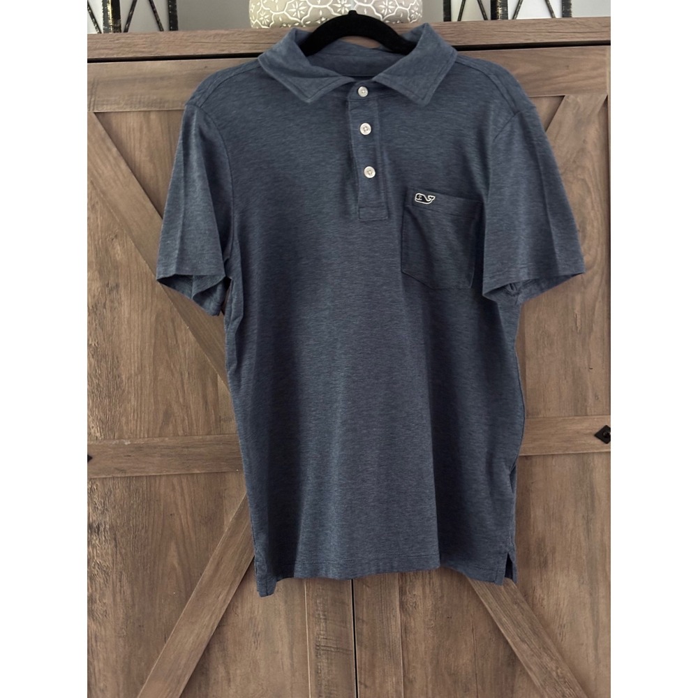 Vineyard Vines Boys Edgartown Polo Shirt Navy Blue Whale Logo Size S 8-10